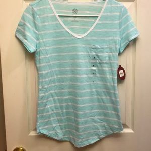 Tiffany blue and white striped vneck❤️